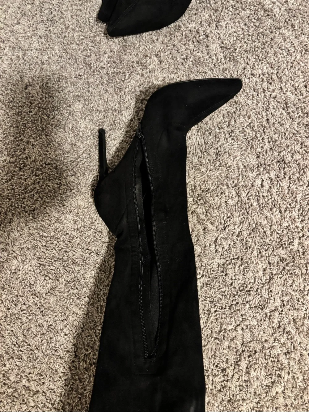 Liliana Black Over-the-Knee, Thigh High Pointed Toe Stiletto Boots